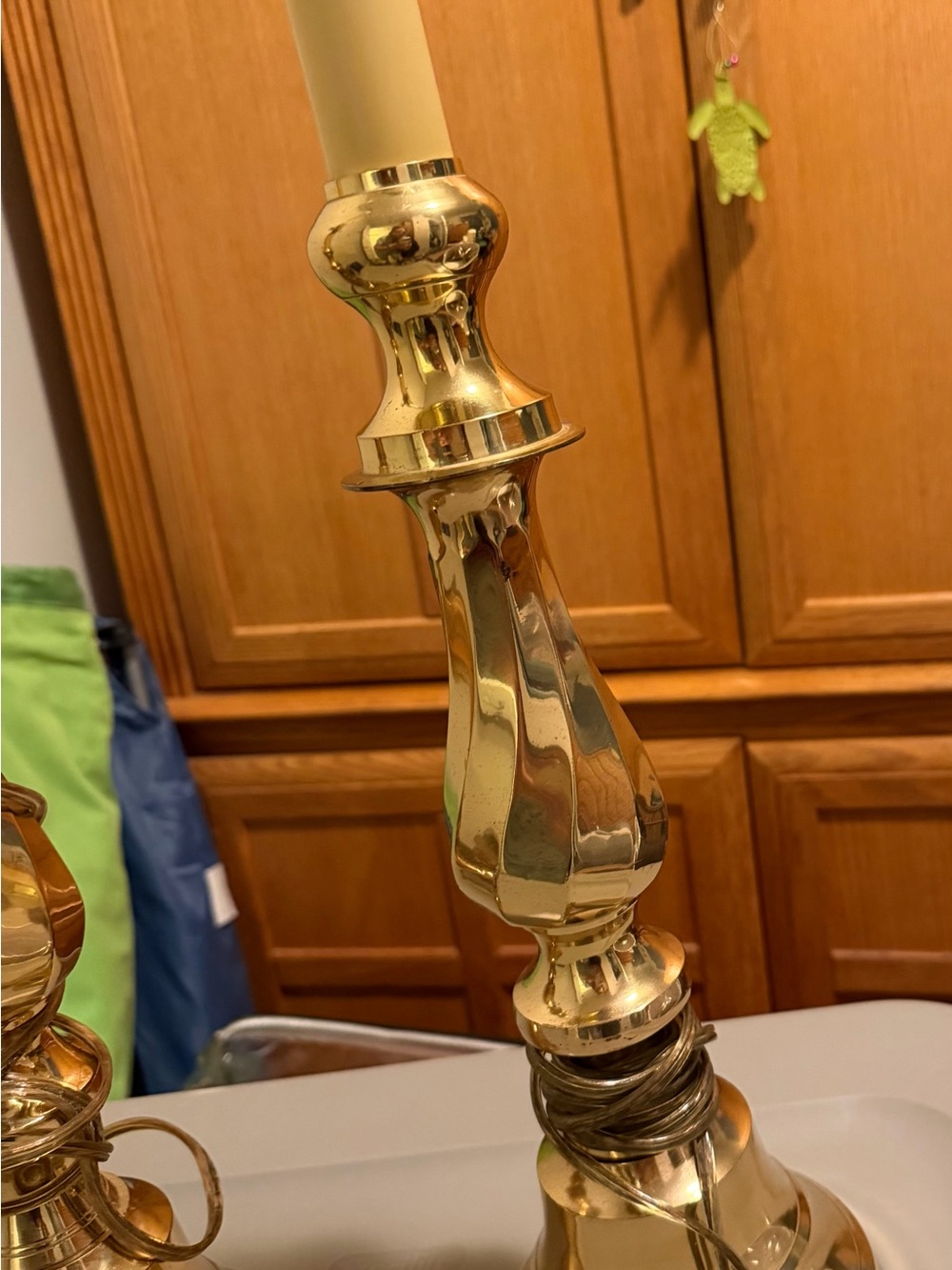 Stiffel Polished Brass Gold Metal Table Lamps.